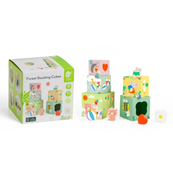 Tooky Toy CW20222 – картонена кула с животни и кубчета за подреждане, образователна играчка