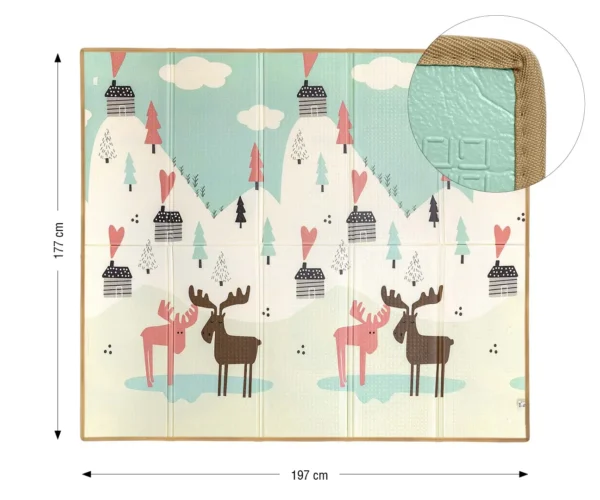 Килимче за игра Пастелни Еленчета – елени и коли в пастелни цветове, размер 197x177 см