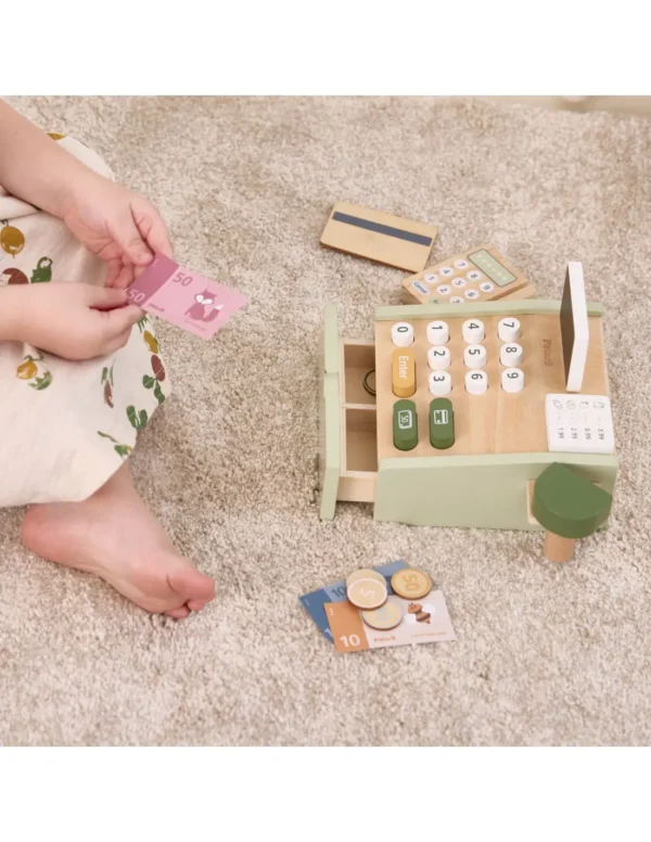 Дървена играчка касов апарат