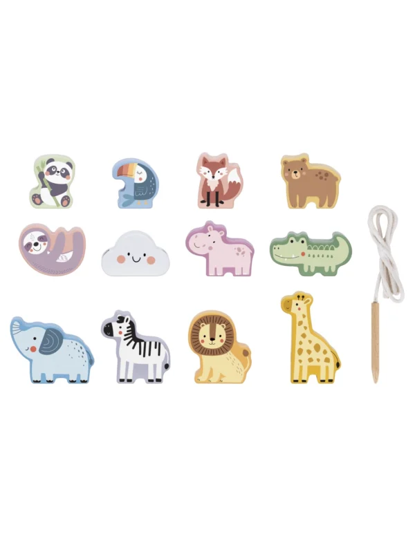 Дървена низанка с животни