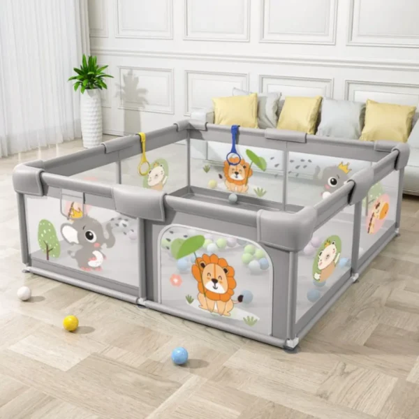 Кошара за бебе 120x120 см Сафари с мрежести стени и вход с цип
